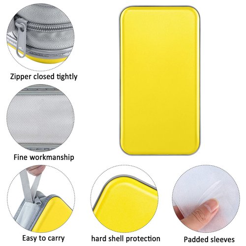 CD Case, Siveit DVD Case Holder 96 Capacity Hard Plastic CD DVD Disc Cases Storage Binder Wallet for Car Home Office Travel (Yellow)