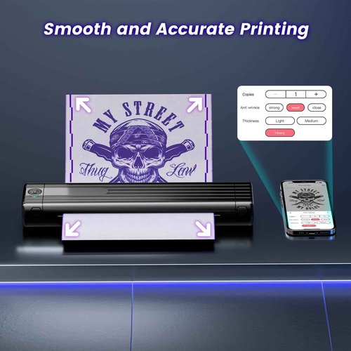 COLORWING Tattoo Stencil Printer, TP83 Upgrade Wireless Tatoo Printer with 10pcs Transfer Paper, Professional Tattoo Printer Compatible with Smartphones & PC
