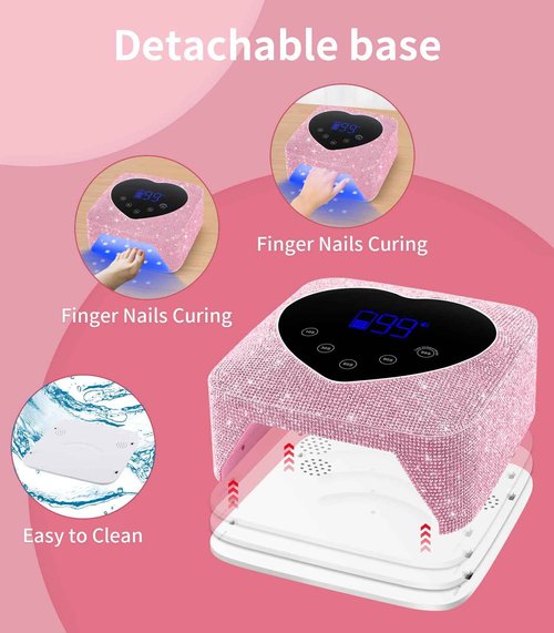 HUGMAPLE UV Light for Nails, 74W Cordless Rechargeable UV Nail Lamp, Fast Nails Dryer Curing Lamp for Salon & Home, Gel Nail Polish UV Light with 5 Timer Setting, Touch Control & Auto Sensor