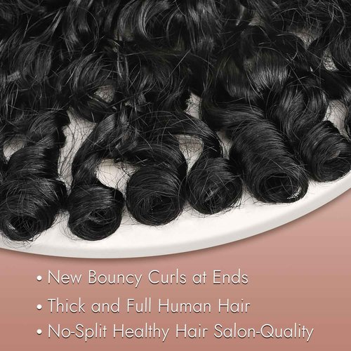 UREMY Burmese Curly Human Hair Wig with Bouncy End, 13x4 Lace Front Bouncy Curly Wigs Human Hair, Water Wave Blend Curly 100% Brazilian Human Hair, Pre Plucked Transparent Lace Natural Color 18 Inch