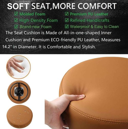 Salon Rolling Stools with Locking Wheels - Adjustable Swivel Stool Chair Heavy Duty 400 lbs Thick Cushion Hydraulic Shop Stool for Tattoo Facial Massage Kitchen Counter Salon Spa Medical Garage(Camel)