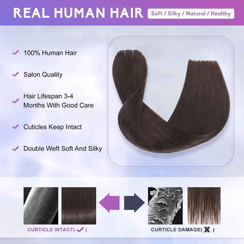 ZNXDJXE Dark Brown Clip in Hair Extensions Real Human Hair Invisible Seamless Remy Human Hair Clip in Extensions for Women 24 Inch 120g, 8pcs Per Set with Double Weft