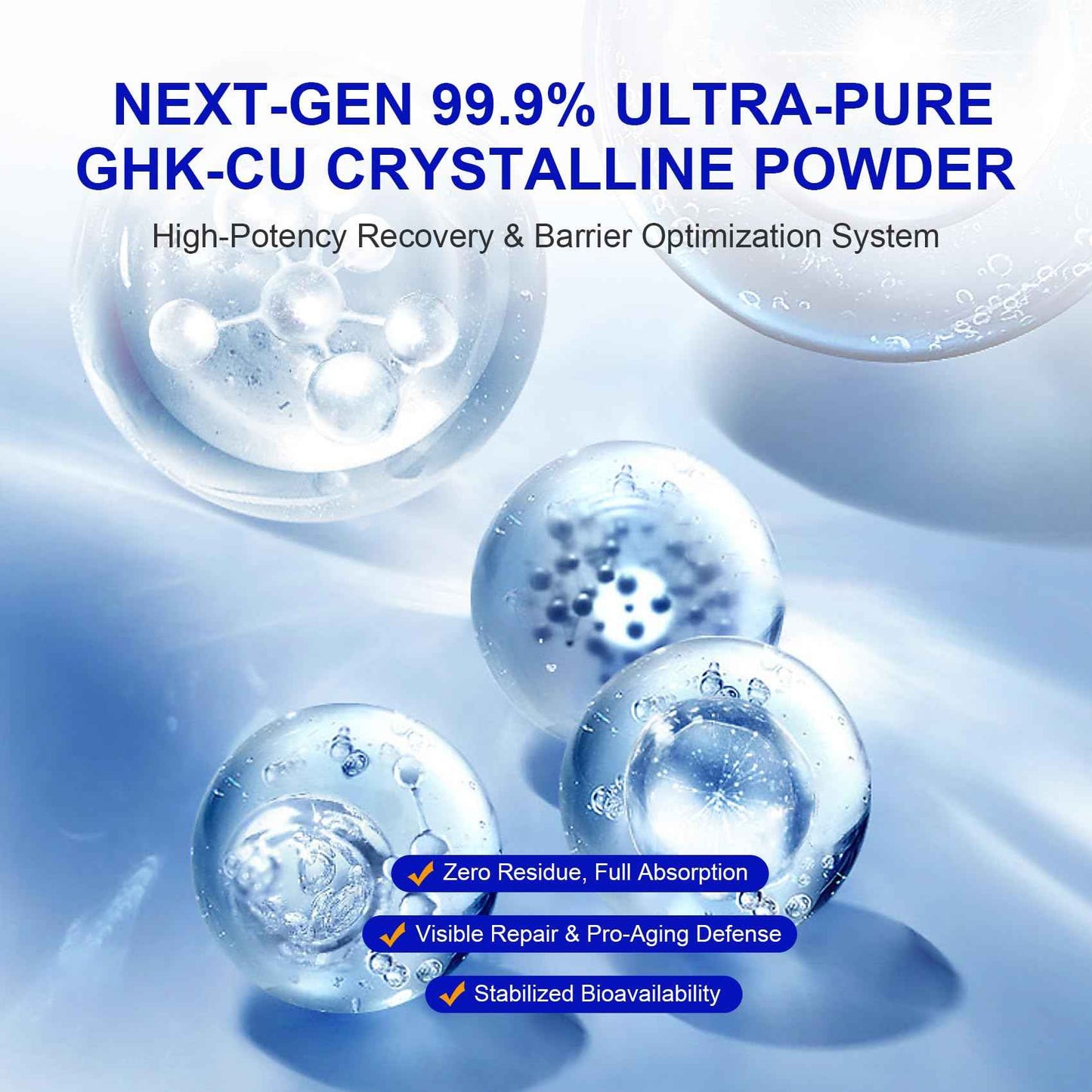 INNOCOSVATE GHK-Cu Copper Peptide Powder 99.9% Pure -Cosmetic Grade Blue Copper Peptide for Anti-Aging & Skin Repair -Ultra-Fine Soluble Crystals（1G）