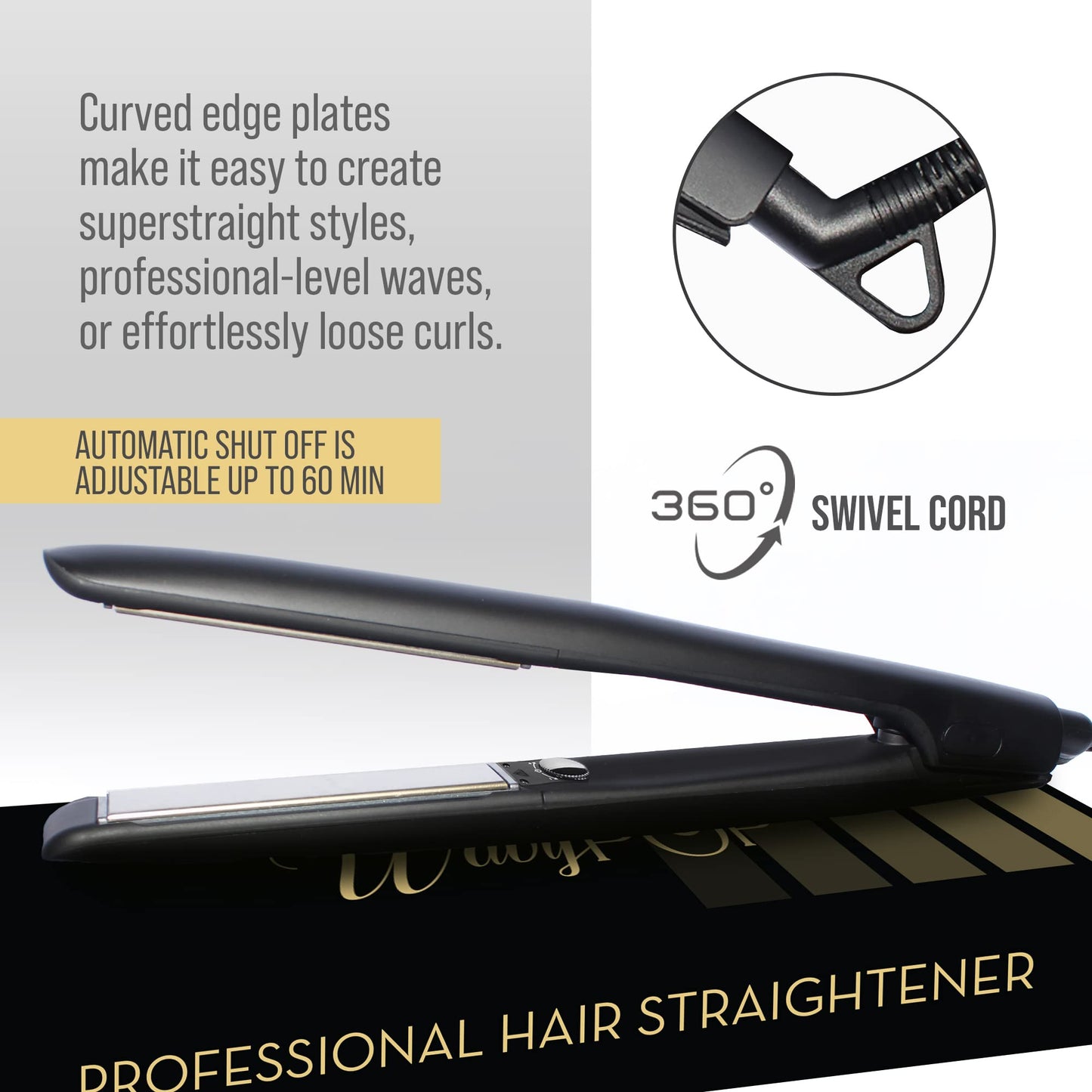 2 in 1 Professional Dual-Voltage Titanium Flat Iron Hair Straightener | up to 480°F | 10s Heat-Up | Straightening Iron & Hair Curling Wand 1.75" with Ceramic MCH Fast Heat, Auto Shut Off