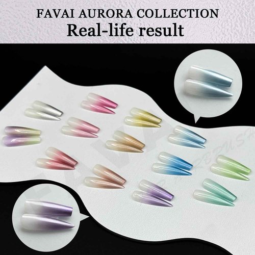 FAVAI Airbrush Gel Nail Polish,12 Chrome Color, Polish Air Gel Set, Metallic Shades, Iridescent, No Dilution,Acetone-Free,French Manicure,Ombre Nail Art