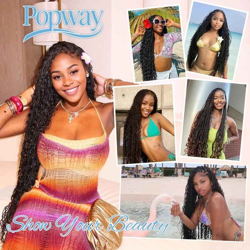 Ombre Braiding Hair 6 Bundles/Pack 150g 20 Inch Deep Wave Bundles Human Hair Curly Boho Hair for Braiding 12A Bulk Human Hair Wet and Wavy Human Braiding Hair for Boho Braids 4/27