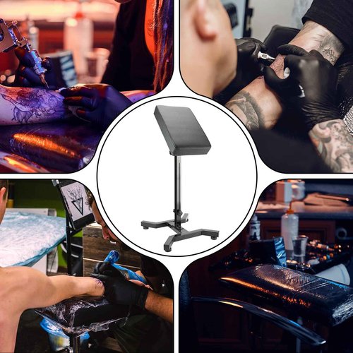 YONGDA Tattoo Arm Rest Stand with 180° Tilt & Height Adjustable (28"-39"), Thickened PU Leather Pad, Four-Corner Non-Slip Base, Foldable & Portable for Tattoo Artist Studio Client