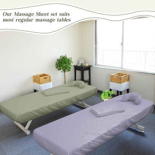 VitalCozy 24 Pcs 8 Sets Massage Table Sheets Set Include Massage Bed Sheets Massage Bed Cover Massage Face Rest Cover Spa Bed Cover Washable Massage Fitted Sheet for Hair Salon Spa (Dark Color)