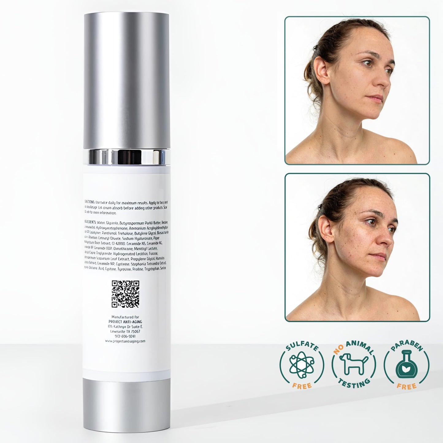 Project Anti-Aging Ceramide Moisturizer for Face – Barrier Repair Cream for Compromised, Dry, Sensitive Skin – Deep Hydration & Lipid Support – Hidratante Facial con Ceramidas