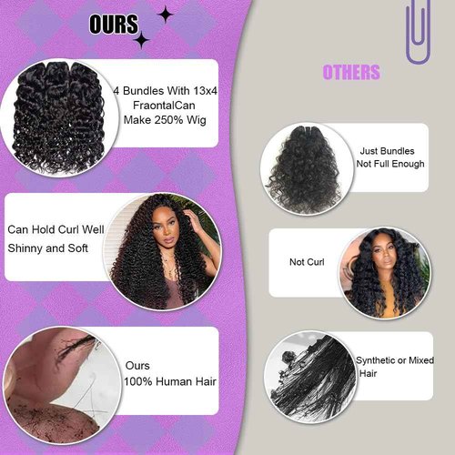 Water Wave Human Hair Bundles 16 18 20 Inch 12A Double Weft Wet and Wavy Bundles Human Hair Raw Bundles Human Hair Quick Weave Hair Bundles Natural Black