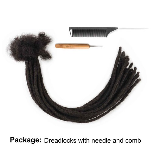 WacanDan 0.2cm Thickness 100% Human Hair Dreadlock Extensions for Men/Women 10 Inch 30 Strands Full Handmade Can be Dyed and Bleached Permanent Loc Extensions Human Hair Natural Black