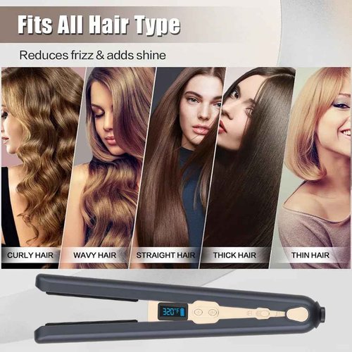 WISDAS Wireless Hair Straightener and Curling Irons Ceramic Plate Diamond Grade Negative ions Flat Iron Hair Straightener Reduces frizz Smoother More Shiny(Blue)