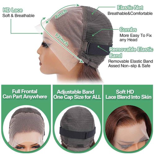 CITY GIRL Brown Lace Front Wigs Human Hair Body Wave 26 Inch 13x4 Hd Transparent Lace Frontal Chocolate Brown Human Hair Wig For Women Pre Plucked Natural Hairline 200 Density