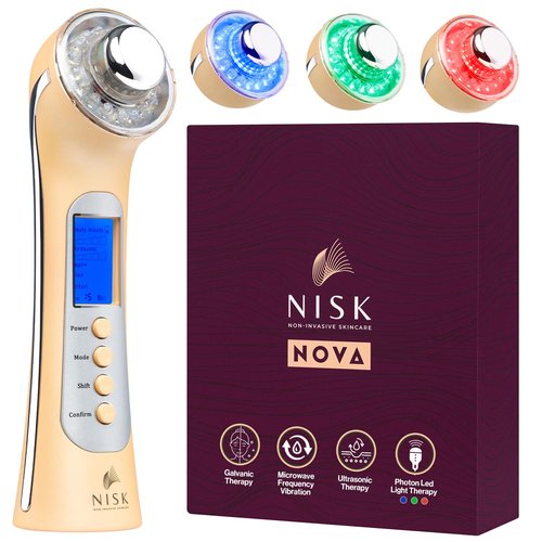 Nova 4-in-1 Facial Wand: Red, Blue and Green Light Therapy, Galvanic Ion Cleansing, Ultrasonic Face Lift & Anti-Aging Device, Tightening, and Rejuvenation for Home Use
