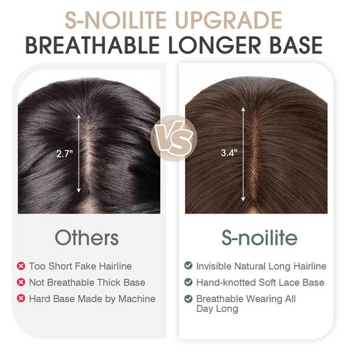 S-noilite Hair Toppers for Women Real Human Hair, Human Hair Toppers for Women with Thin Hair,2.25"*6" Lace Silk Base 10 inch Dark Brown