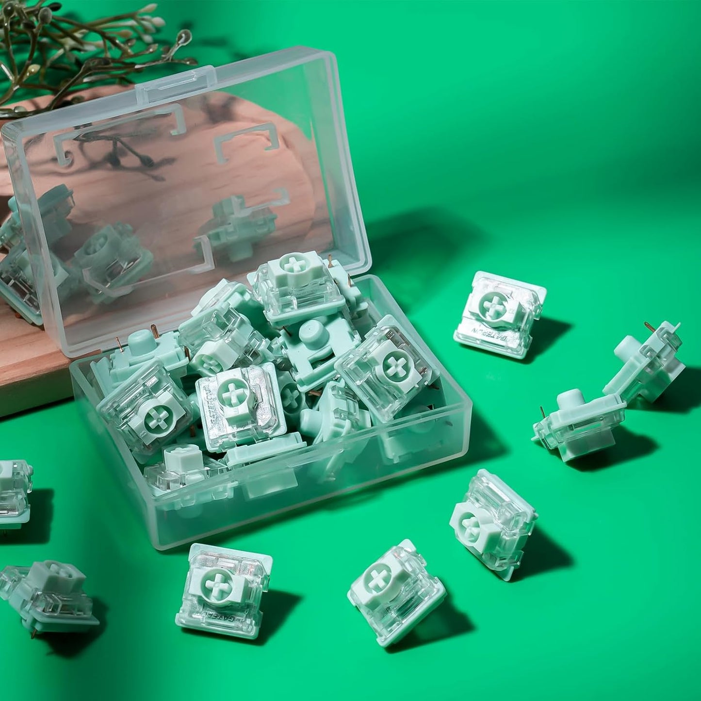 Zhouwang Gateron KS-33 Low Profile 2.0 Jade Tactile Keyboard Switches,Light Green 3-Pin 65gf RGB LED Factory Pre-lubed for MX Mechanical Keyboard(45Pcs)