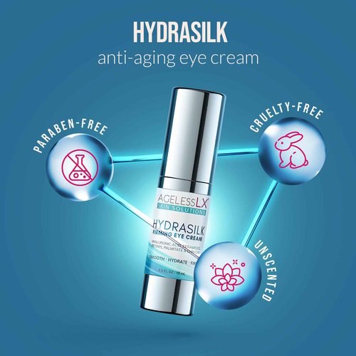 AgelessLX - Hydrasilk Eye Cream - Firming Under Eye Cream for Dark Circles and Puffiness - Hyaluronic Acid Moisturizer for Wrinkles, Fine Lines and Puffy Eye Bags - 0.5 OZ