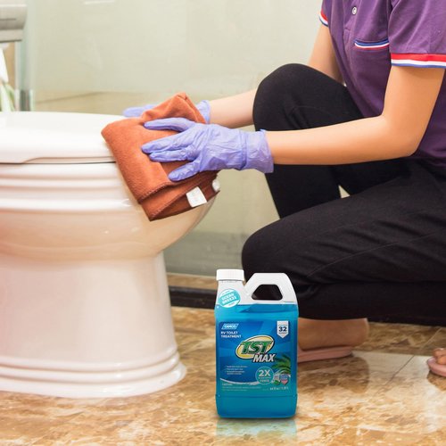 Camco TST MAX RV Toilet Treatment 64 oz. - Control Unwanted RV Sewer Odors & Break Down Waste and RV Toilet Paper - Biodegradable Septic Safe Formula - Ocean Breeze Scent (41612)