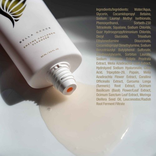 Bella Grace Enzyme Collagen Face Wash Cleanser, Gentle Daily Exfoliating & Hydrating Skin Care Face Cleanser with Squalane, Papain, Helps Even Skin Tone, Gently Removes Impurities & Dead Skin, 6 fl oz