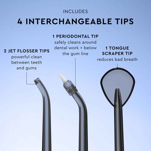 Moon Cordless Water Flosser for Teeth Cleaning, Plaque Removal & Gum Health - Water Pick with Gentle or Deep Clean Mode, 4 Interchangeable Tips & 8 Week Charge - Safe for Braces (1 Count)