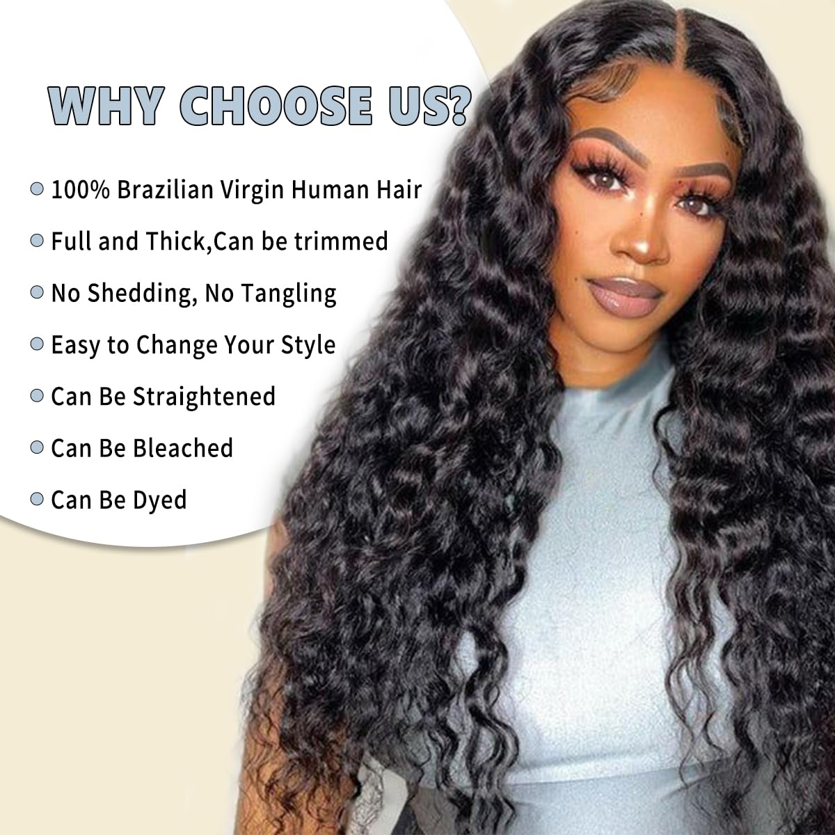 12A Deep Wave Human Hair Bundles 22 24 26 Inch 100% Unprocessed Brazilian Virgin Hair Deep Curly Weave Human Hair 3 Bundles Real Human hair Deep Wave Bundles for Women Natural Black