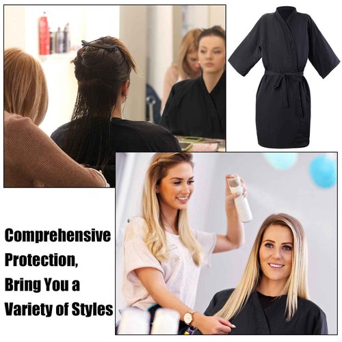 Pasimy 10 Pieces Salon Client Gown Hair Salon Smocks Capes Haircut Cape Salon Robes for Client Barber Apron Cover for Stylist(No Pocket Black)