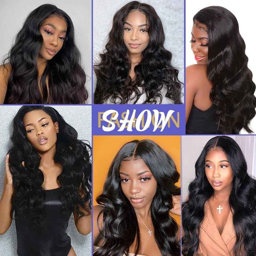 INVITEYOU 13x4 Body Wave Lace Front Wigs Human Hair Pre Plucked 180 Density HD Transparent Lace Frontal Wigs with Baby Hair Natural Hairline Gluesless Human Hair Wigs for Women Black 22 Inch