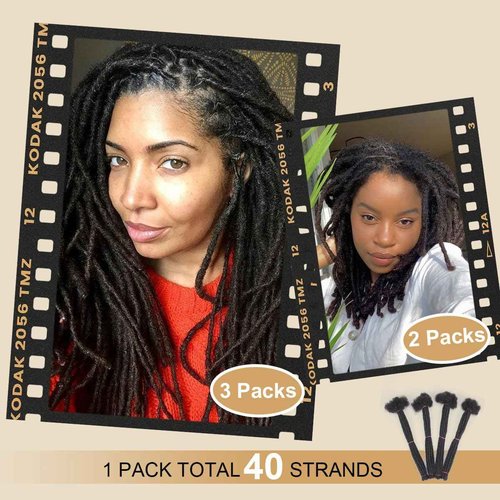 Sangtok 18 inch 40 Strands Loc Extensions Human Hair, Real 0.6cm Width Human Hair Dreads Extensions for Man/Women Full Handmade Dreadlocks Can be Dyed(1b)