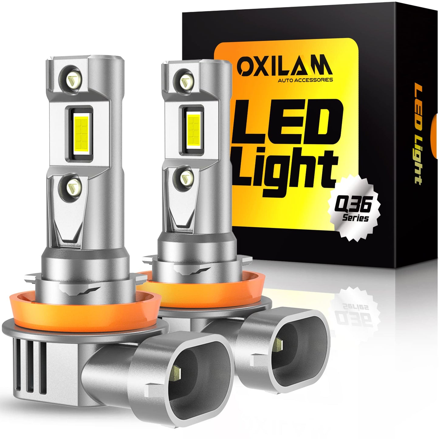 OXILAM H11 H8 H9 LED Bulb, 900% Ultra-Brightness, 5 Min Quick Install, 70000 Hours Lifespan, No Flicker, Plug and Play, Pack of 2