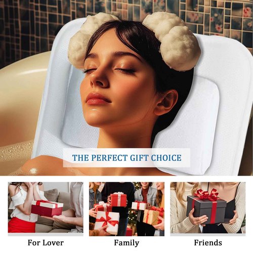 EMMTEEY Luxury Full Body Bath Pillow for Tub - Soft Bath Tub Pillows for Head and Neck Back & Lumbar Support, Non-Slip Bathtub Pillow for Relaxing Spa Gifts Bathtub Accessories