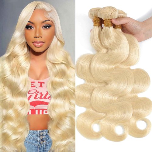 613 Blonde Bundles Human Hair Body Wave 16 18 20 inch 100% Unprocessed Virgin Human Hair Extensions 12A Quick Weave Human Hair Bundles Double Weft
