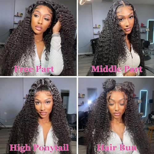 ANLILI 13x6 Deep Wave Lace Front Wigs Human Hair Wig 200% Density Deep Wave Frontal Wigs Human Hair HD Lace Front Wigs for Black Women Deep Curly Wave Lace Front Wig Glueless Wig 22 Inch