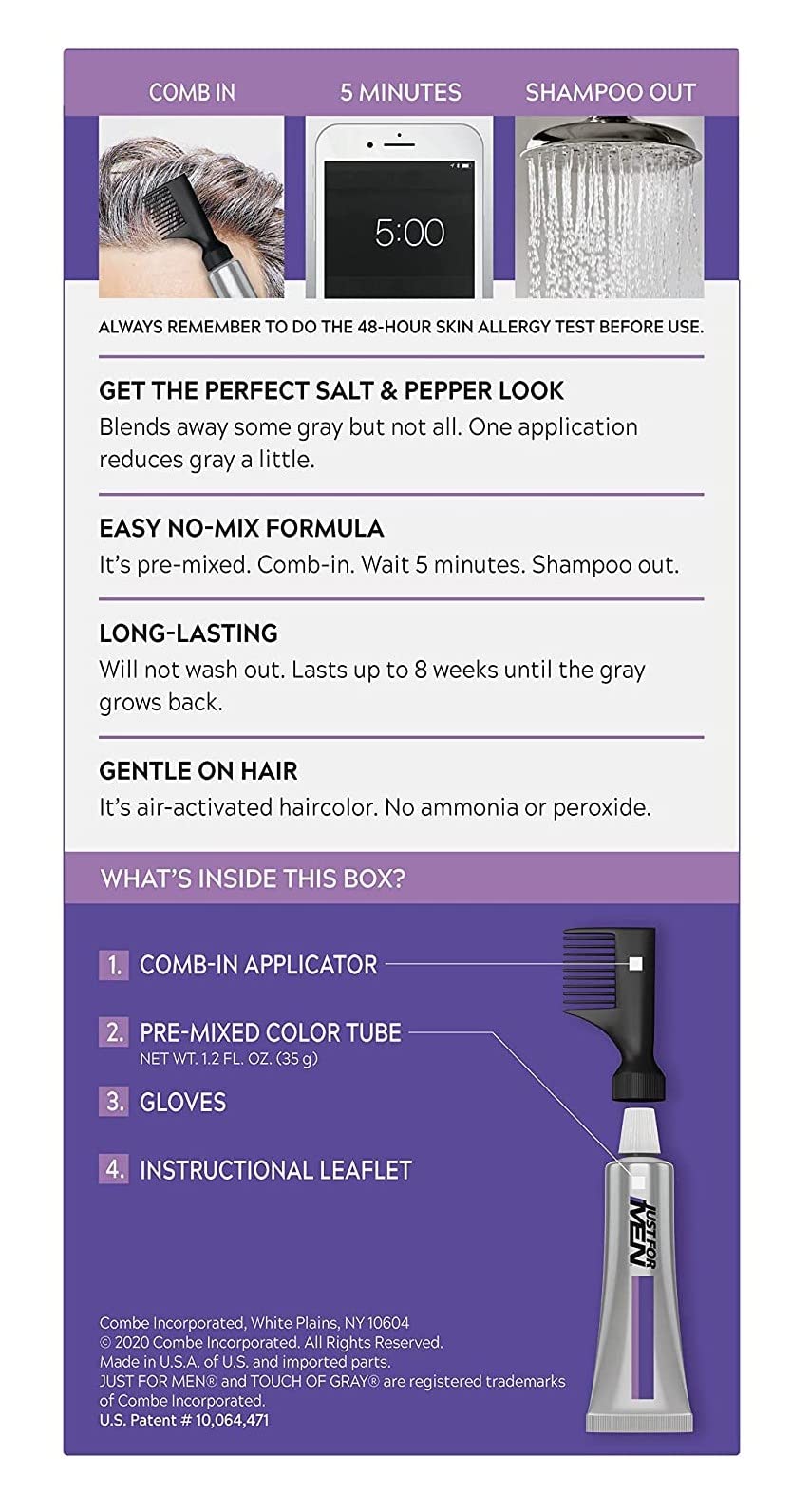 JUST FOR MEN Touch of Gray Hair Treatment T-45 Dark Brown, 6 Count (Pack of 1)