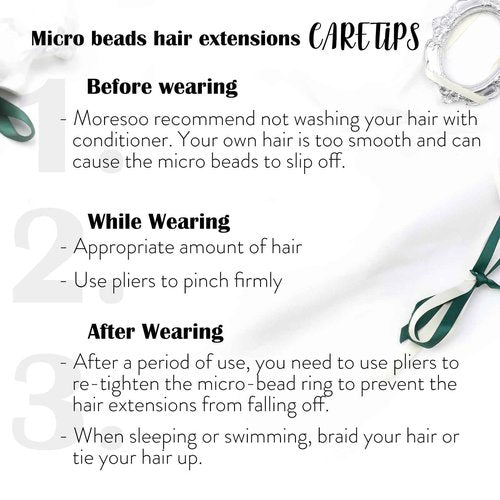 Moresoo 18inch+20inch Black Hair Extensions Real Human Hair Microbead Human Extensions 1g/s 50g/50s Invisible Micro Rings Hair Extensions