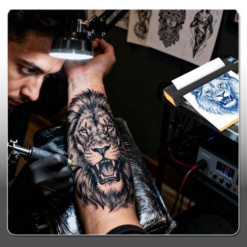 XR3 Tattoo Stencil Printer Tattoo Printer with LED Display & 10 Pcs Transfer Paper, Portable Thermal Tattoo Printer, Bluetooth Transfer Machine, Stencil Printer Compatible with Phones Pad, Orange