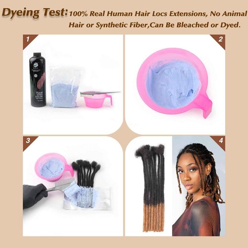 6 Inch Loc Extensions Human Hair 100 Strands 0.6 cm Dreads Extensions for Men Women Short Dreadlocks Extensions Real Human Hair Locs Extension 1B Natural Black Handmade Permanent Locs Easy to Install