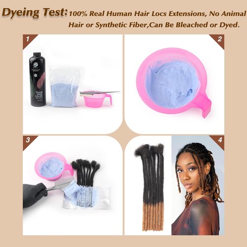 Loc Extensions Human Hair Dreads Extensions for Men Women Dreadlock Extensions Real Human Hair Locs Extension Natural Black Full Handmade Permanent Locs Hair Extensions (0.6cm 1B 8 Inch 60 Strands)