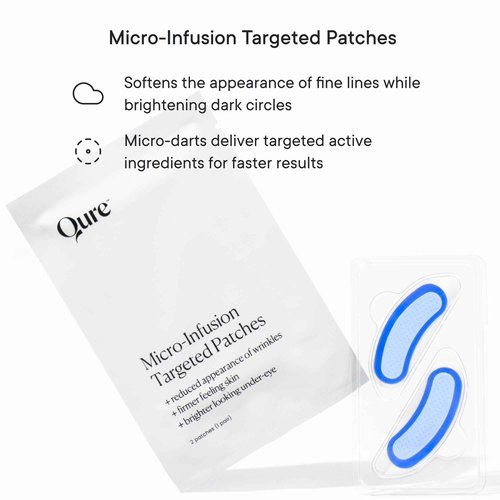 Qure Micro-Infusion Anti Wrinkle Patches for Smile Line, Frown lines, Under Eye Bags, Puffiness, Crow's Feet - Retinol, Caffeine, Peptides - Dissolvable for Overnight Use - 8 Pairs
