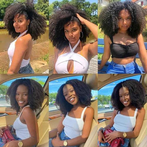 Mongolian Afro Kinky Curly Bundles Human Hair 12 14 16 Inch 4B 4C Afro Kinky Human Hair Bundles Afro Curly Weave Bundles Unprocessed Virgin Hair Extensions for Black Women Natural Color