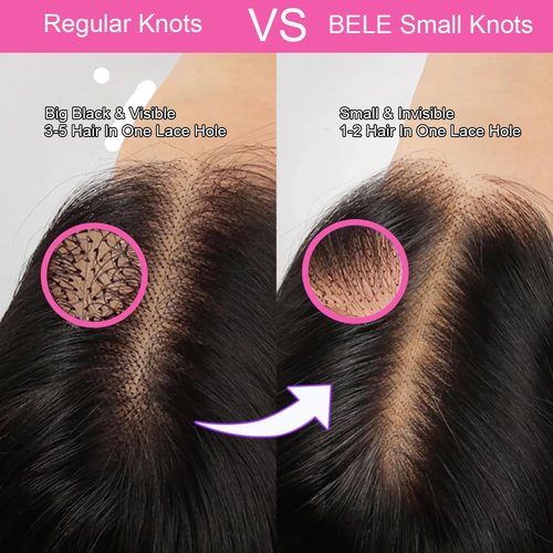 BELE 13x4 Lace Front Wigs Human Hair 16 Inch 200% Density Pre Plucked Brazilian Virgin Straight Skinlike Real Hd Lace Frontal Wigs Human Hair Glueless Straight Lace Front Wigs for Women