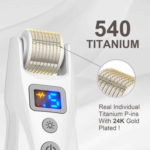 CLETINA Bioroller G5 Derma Roller Microneedle Roller 0.25mm Micro Needling 540 Titanium Microneedling Skincare Tools for Man & Women