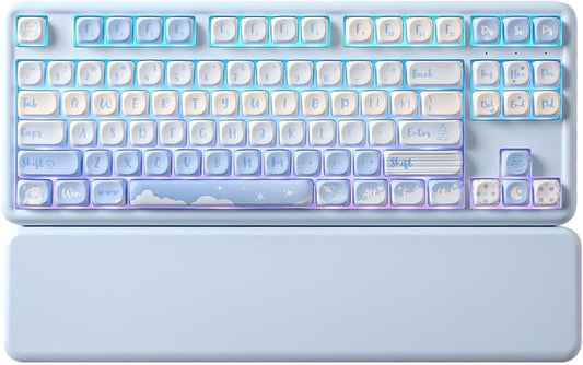 YUNZII B87 Wireless Mechanical Keyboard,QMK/VIA Programmable,TKL Layout 87 Keys,BT/2.4G/USB-C,Hot Swap Gasket Mount RGB Backlit Gaming with Wrist Rest for Win/Mac(Purple, Cocoa Cream V2)
