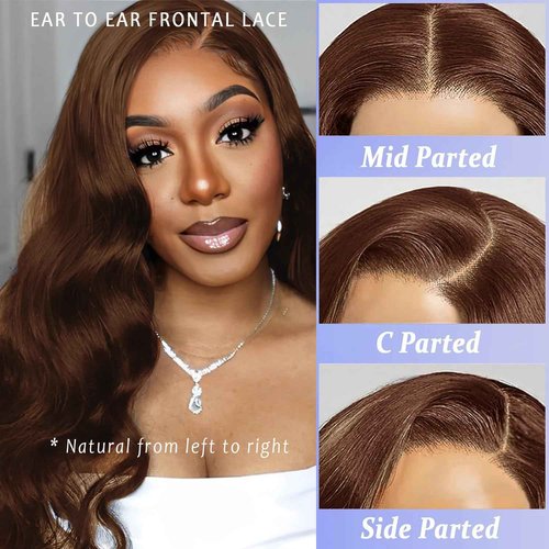 Eubeauty Chocolate Brown Lace Front wig 13×6 Body Wave Lace Front Wigs Human Hair 200 Density HD Lace Brown Human Hair wig Pre Plucked Pre Bleached Knots (Brown, 20 inch)