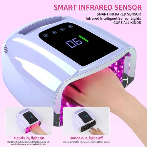 ANGNYA 96 W Rechargeable U V Lights for Nails, LED Nail Lamp with 42 Beads Nail Dryer Portable Nail Lamp Gel U V Led Nail Lamp with 4 Timer Setting Sensor and LCD Display