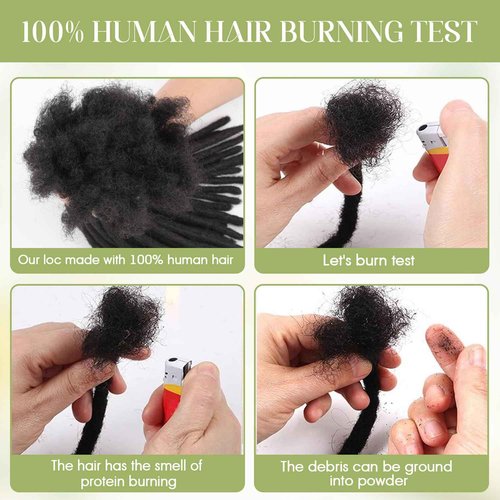 BUGUQI 100% Human Hair Dreadlock Extensions - Handmade Premium Remy Hair Locs 0.6cm Thick, 30 Strands/Pack Reusable for Crochet & Protective Styles (Natural Black)(0.6CM Width-1B, 8 Inch-30 Strands)