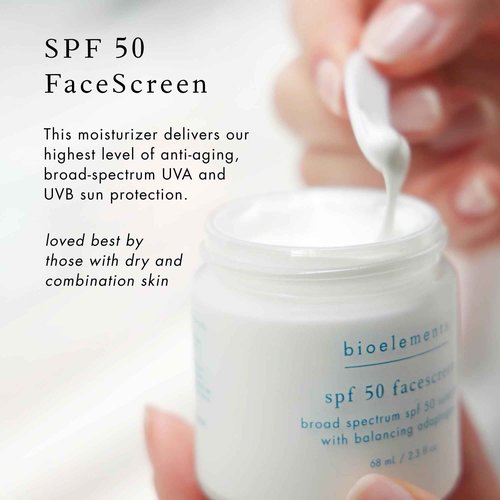 Bioelements SPF 50 FaceScreen - 2.3 oz - Antioxidant, Broad-Spectrum SPF 50 Sunscreen Moisturizer - Vegan, Gluten Free - Never Tested on Animals