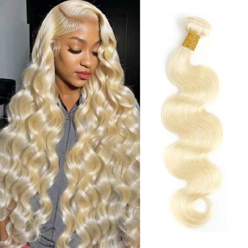 12A HC 613 Blonde Body Wave Bundles Human Hair Bundles Brazilian 100% Human Hair Bundles Blonde Body Weave Hair Extensions for Women (28inch, Single Bundles)