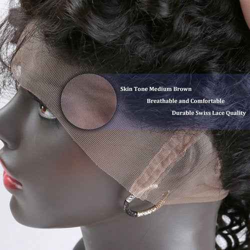 Bella Hair Upscale Human Hair Celebrity Deep Curly 360 Lace Frontal Closure, Pre Plucked Natural Hairline with Baby Hair (16” Natural Black)