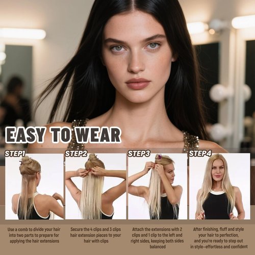 LuxeTress Clip in Hair Extensions Real Human Hair 16 Inch 120g 7Pcs Remy Extensions Double Weft Straight Hair Extensions for Add Volume (16in, 120g, #1B)