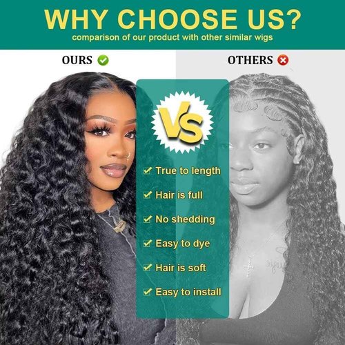 Sweetie 28 Inch Deep Wave Lace Front Wigs Human Hair 210% Density 13x4 HD Transparent Lace Frontal Wigs Deep Curly Human Hair Wig for Women 12A Deep Curly Wigs Human Hair Pre Plucked with Baby Hair